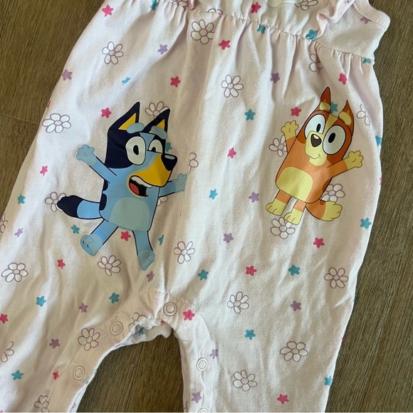 Bluey Baby Girl Ruffle Jumpsuit - Pink Floral - 3/6M - Picture 4 of 7